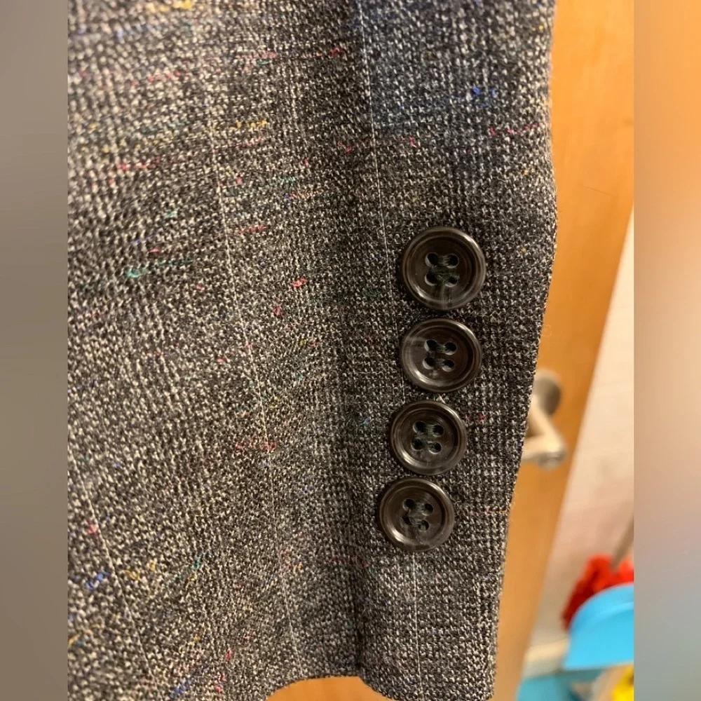 Vtg Bachrach Men’s 42R Blazer Sport Coat Charcoal Gray Windowpane - MAN IN WOOL